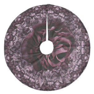 Rosen-Mandala  Fleece Weihnachtsbaumdecke