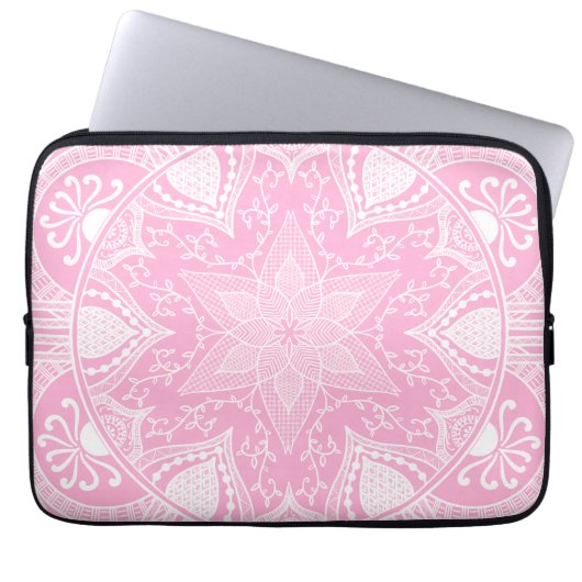 Rosen-Mandala Laptopschutzhülle (Vorderseite)