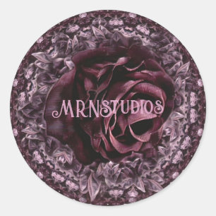 Rosen-Mandala  Runder Aufkleber