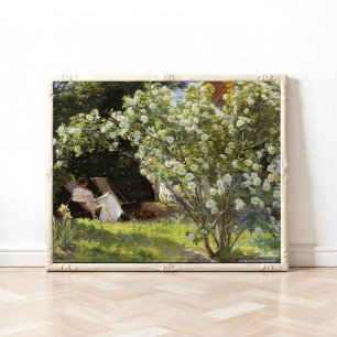 Rosen. Marie Krøyer sitzend im Liegestuhl Poster