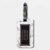 Rosen-MarmorRosen-Goldmit Monogramm Name Gepäckanhänger (Rückseite vertikal)