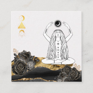*~* Rosen-Meditation Mond Luna Boho Göttin Yoga Quadratische Visitenkarte