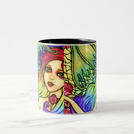 Rosen-Meerjungfrau-hübsche Fantasie-Tasse Zweifarbige Tasse (Mittel)