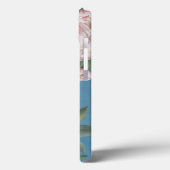 Rosen mit blauen Navy-Hintergrund in blassrosa Ros Case-Mate iPhone Hülle (Rückseite / Links)