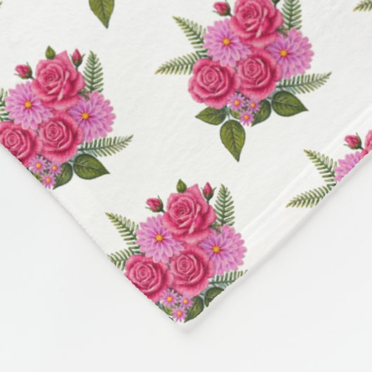 Rosen mit Dahlien Fleecedecke (Ecke)