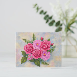 Rosen mit Dahlien  Postkarte