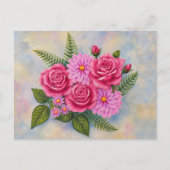 Rosen mit Dahlien Postkarte (Vorderseite)
