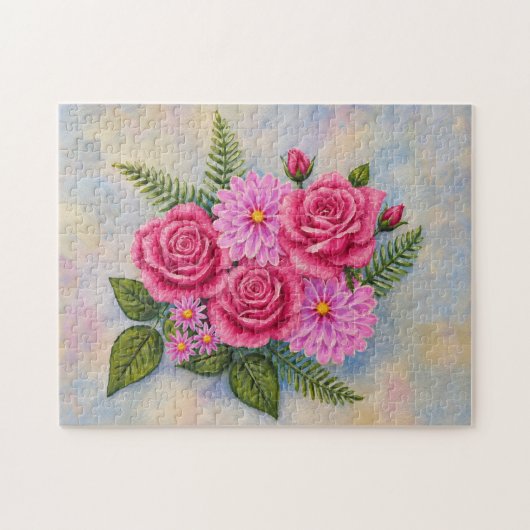 Rosen mit Dahlien Puzzle (Horizontal)