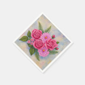 Rosen mit Dahlien Serviette (Ecke)
