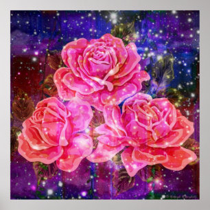 Rosen mit Glitzern-Plakat Poster