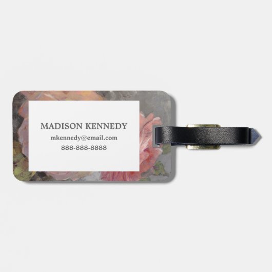 Rosen mit Grau Gepäckanhänger (Rückseite horizontal)