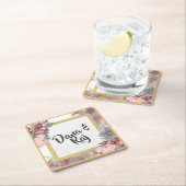 Rosen mit Grau & Gold Hochzeit Rechteckiger Pappuntersetzer (Vor Ort)