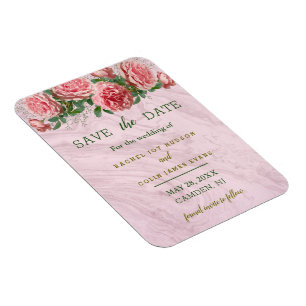 Rosen mit Grünpflanzen Save the Date Einladung Magnet