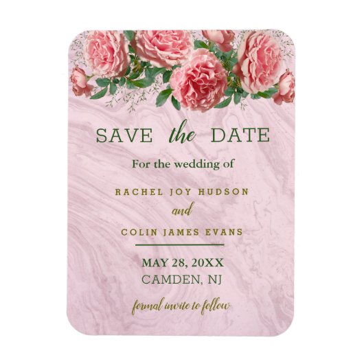 Rosen mit Grünpflanzen Save the Date Einladung Magnet (Vertikal)