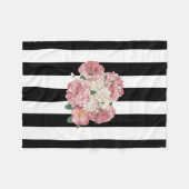 Rosen mit Schwarzweiss-Streifen-Fleece-Decke Fleecedecke (Vorderseite (Horizontal))