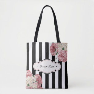 Rosen mit Schwarzweiss-Streifen Tasche