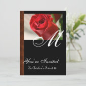 Rosen-Monogramm-Anlass-Geburtstags-Einladung Einladung (Stehend Vorderseite)