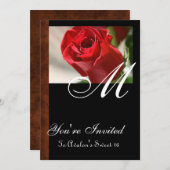 Rosen-Monogramm-Anlass-Geburtstags-Einladung Einladung (Vorne/Hinten)