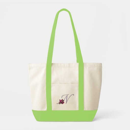 Rosen-Monogramm N Tragetasche (Vorne)