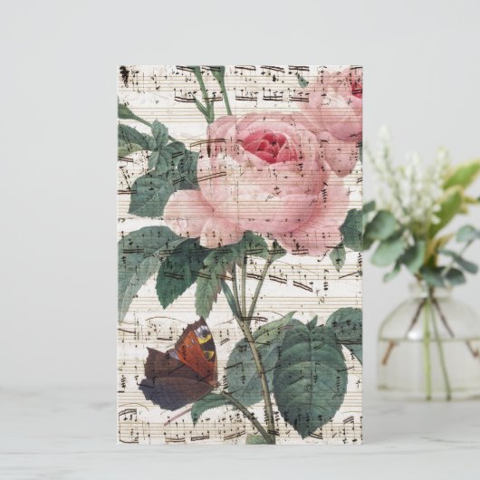 Rosen-Musik Briefpapier (Stehend Vorderseite)