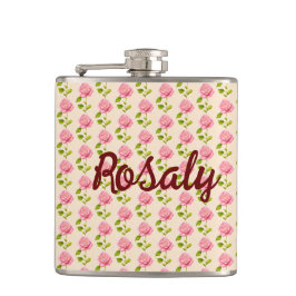 Rosen Muster rosa pink Flachmann