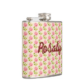 Rosen Muster rosa pink Flachmann (Rechts)