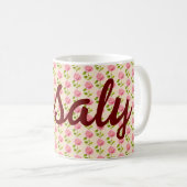 Rosen Muster rosa pink Kaffeetasse (VorderseiteRechts)
