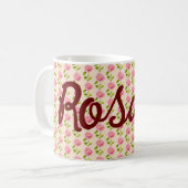 Rosen Muster rosa pink Kaffeetasse (Vorderseite Links)