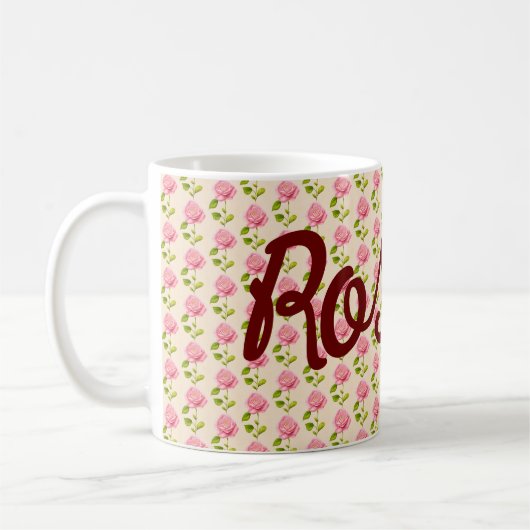Rosen Muster rosa pink Kaffeetasse (Links)