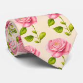 Rosen Muster rosa pink Krawatte (Gerollt)