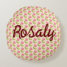 Rosen Muster rosa pink Rundes Kissen