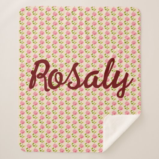 Rosen Muster rosa pink Sherpadecke (Vorderseite)