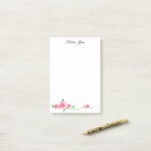 Rosen nach dem Mitteilen rosa Post-it Klebezettel (Auf Schreibtisch)