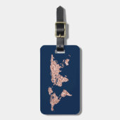 Rosen Navy Globe World Map Earth Name Gepäckanhänger (Vorderseite vertikal)