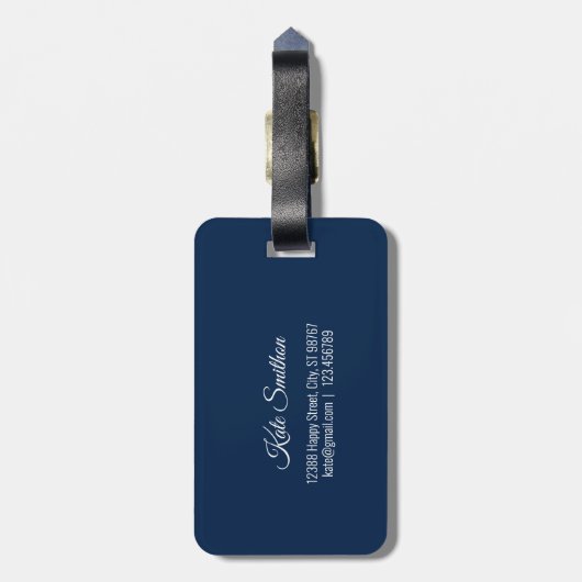 Rosen Navy Globe World Map Earth Name Gepäckanhänger (Rückseite vertikal)