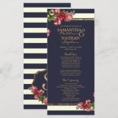 Rosen Navy Streifen und Gold Hochzeitsprogramme Programm (Vorne/Hinten)