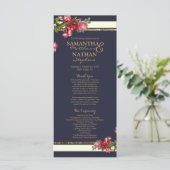 Rosen Navy Streifen und Gold Hochzeitsprogramme Programm (Stehend Vorderseite)