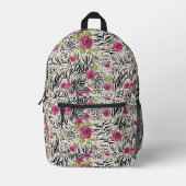 Rosen On Animal Pattern Bedruckter Rucksack (Vorderseite)