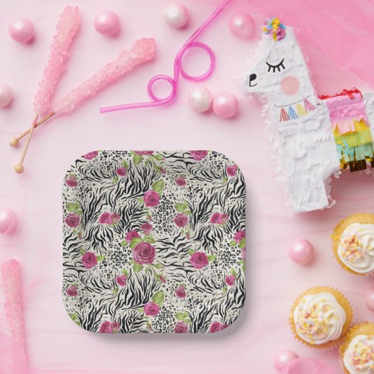 Rosen On Animal Pattern Pappteller (Party)