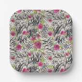 Rosen On Animal Pattern Pappteller (Vorderseite)