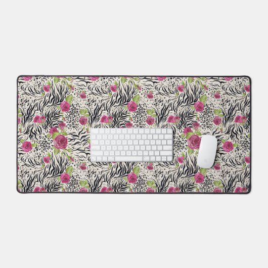Rosen On Animal Pattern Schreibtischunterlage (Tastatur & Maus)