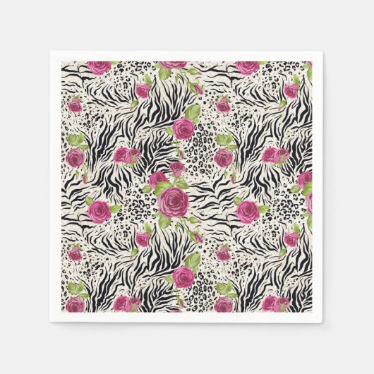 Rosen On Animal Pattern Serviette (Vorderseite)