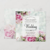 Rosen & Peony Buds Elegante Hochzeit der Blumen Einladung (Vorne/Hinten)