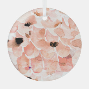 Rosen, Pfingstrose und Blätter, Wasserfarbenmuster Ornament Aus Glas