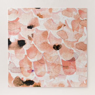 Rosen, Pfingstrose und Blätter, Wasserfarbenmuster Puzzle