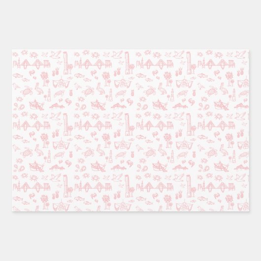 Rosen Pink Charleston Toile Wrapping Paper Geschenkpapier Set (Vorderseite 2)