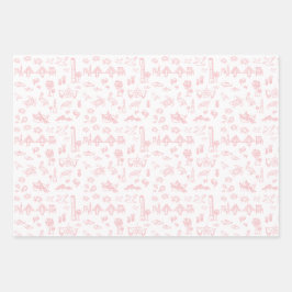 Rosen Pink Charleston Toile Wrapping Paper Geschenkpapier Set
