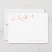 Rosen Pink Familienname Skriptkarte Mitteilungskarte (Vorderseite)