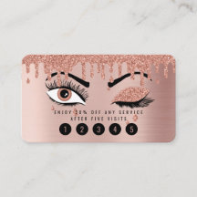 Rosen Pink Gold Eyelashes Glitzer Loyalty Card