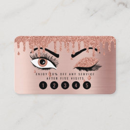 Rosen Pink Gold Eyelashes Glitzer Loyalty Card Visitenkarte